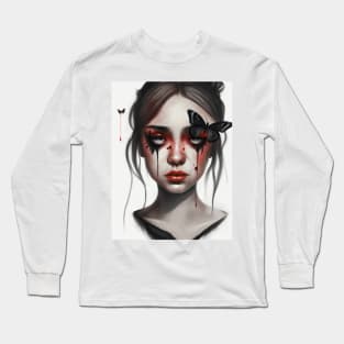 Goth Butterfly Girl Long Sleeve T-Shirt